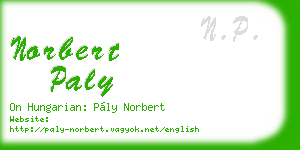 norbert paly business card